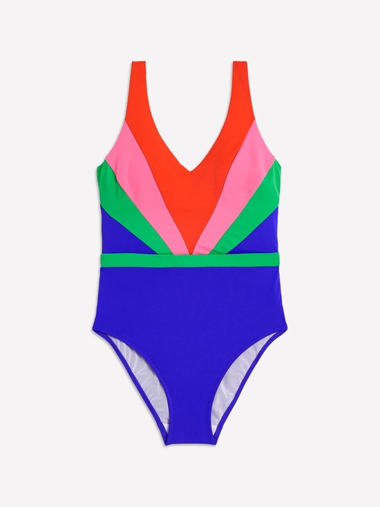 Boden Other - Boden V-Neck Colorblock One-Piece Swimsuit - Red, Pink, Green, Blue
